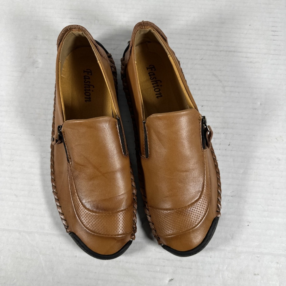 NWOT 100% Caoutchouc Brown Leather Driving Shoe 11.5 Loafer Shock Absorber